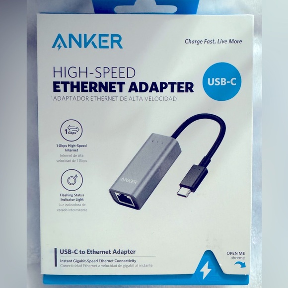 Anker High-Speed Ethernet Adapter Portable 1 Gigabit Hub - Picture 1 of 7